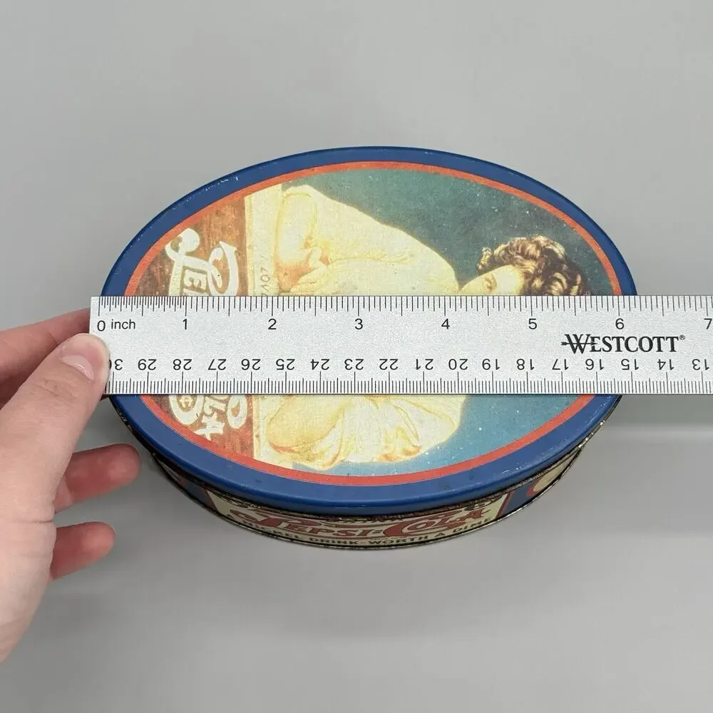 Vintage 1988 Pepsi Cola Oval Metal Tin Collectors 5Cents I Love Its Flavor